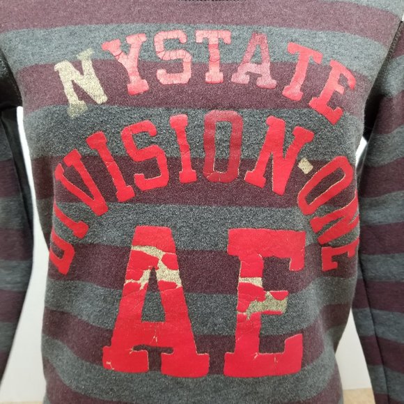 American Eagle sweatshirt Small retro rugby striped NY State Division graphic - Picture 5 of 12